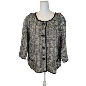 Talbots Woman Tweed Jacket Size 22W Black Preppy Formal Event Career